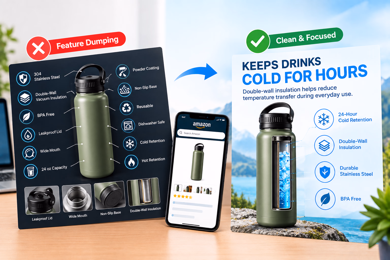 Feature Dumping Is Killing Your Conversion Rate: How to Design Clean Amazon Infographics